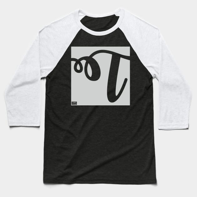 Letter T Elegant Cursive Calligraphy Initial Monogram Baseball T-Shirt by porcodiseno